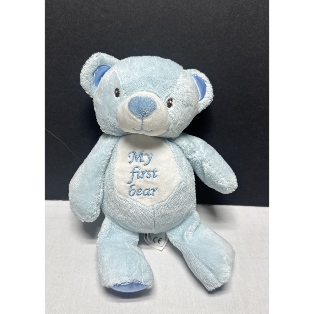My First Bear Teddy Rattle Plush Kellytoy Baby Boy Blue 10" Stuffed Animal 2017